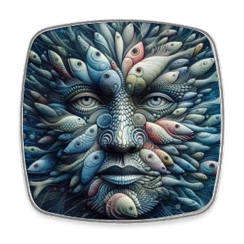 Face of Fish - Square fridge magnet - white - Front