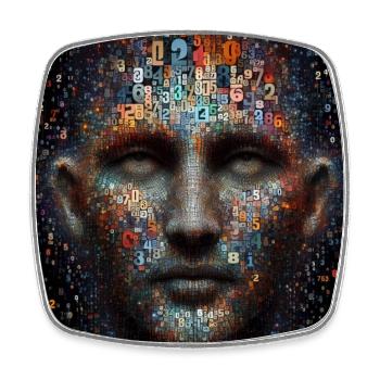 Face of numbers - Square fridge magnet - white - Front