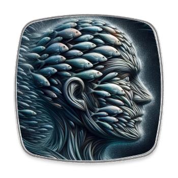 Face of Pisces 2 - Square fridge magnet - white - Front