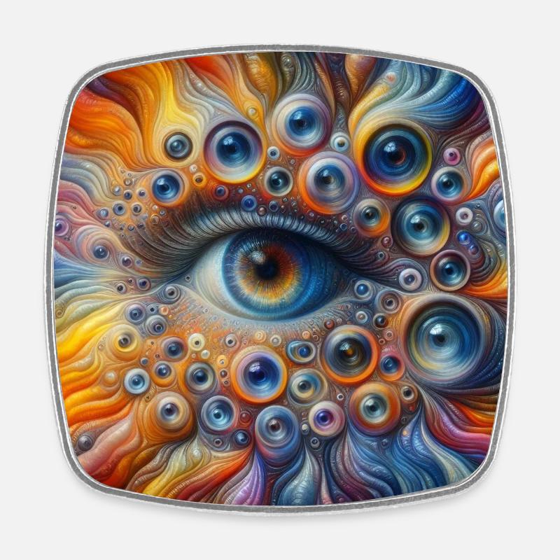 Face out of eyes 4 - Square fridge magnet - white