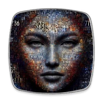 Face of Numbers 2 - Square fridge magnet - white - Front