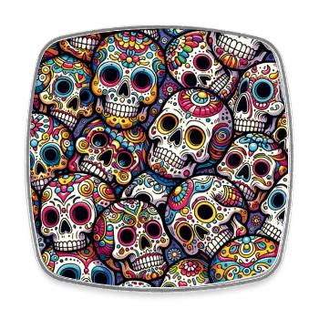 Colorful decorative skull pattern - Square fridge magnet - white - Front