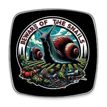 Giant snail, snail disaster, garden snail - Square fridge magnet - white - Front