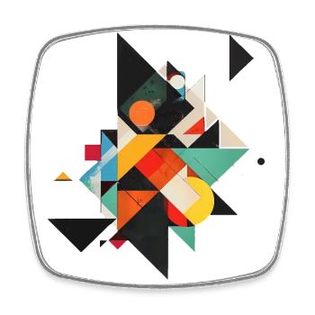 Cooles Geometrisches 80s Motiv - Viereckiger Kühlschrankmagnet - Weiß - Vorne