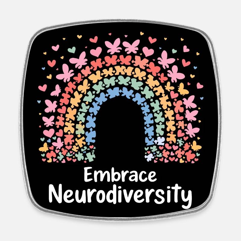 Embrace Neurodiversity - Square fridge magnet - white
