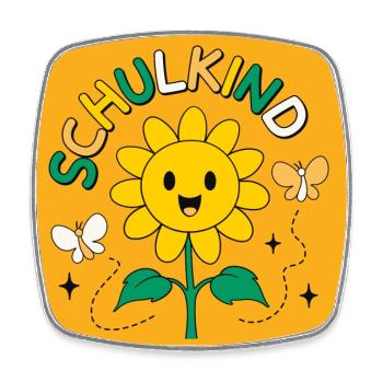 Schulkind Sonnenblume Schule Einschulung - Viereckiger Kühlschrankmagnet - Weiß - Vorne