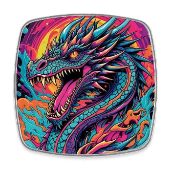 Angry Dragon Dragon Portrait Fire Dragon - Square fridge magnet - white - Front