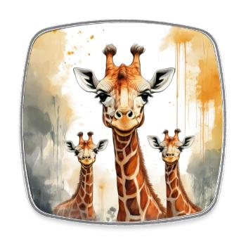 Giraffen Familie - Viereckiger Kühlschrankmagnet - Weiß - Vorne