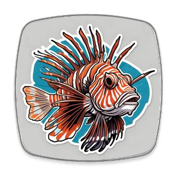 Colorful lionfish coral fish - Square fridge magnet - white - Front