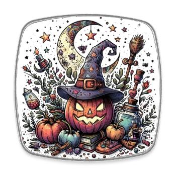 Citrouille d’Halloween - Magnet carré - blanc - Devant