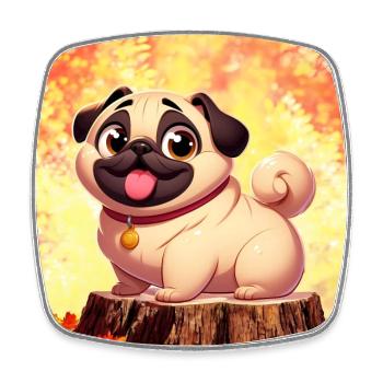 Pug 3 - Square fridge magnet - white - Front