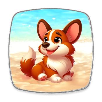 corgi 3 - Magnet carré - blanc - Devant