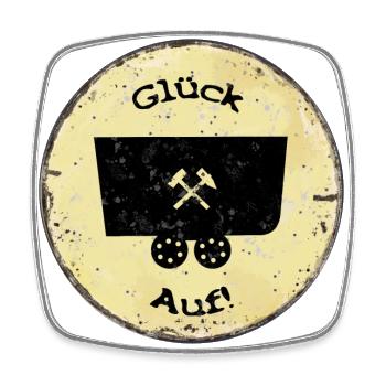 Lore on antique shield Glück Auf - Square fridge magnet - white - Front