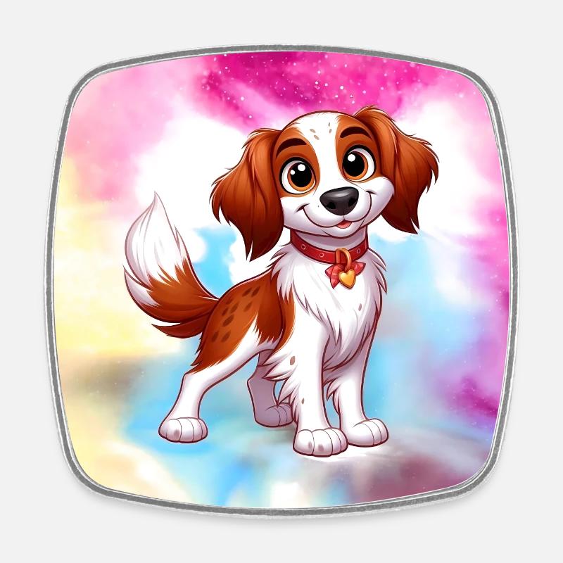 Brittany Spaniel 8 - Square fridge magnet - white