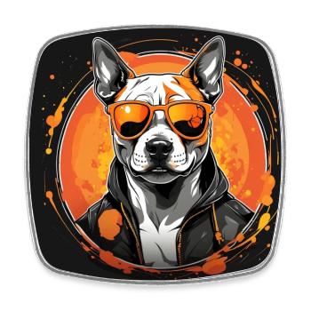 American Staffordshirte Terrier with Sunglasses - Square fridge magnet - white - Front