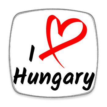 I Love Hungary Ich Liebe Ungarn Herz Geschenk - Viereckiger Kühlschrankmagnet - Weiß - Vorne