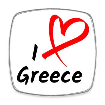 I Love Greece Ich Liebe Griechenland Herz Geschenk - Viereckiger Kühlschrankmagnet - Weiß - Vorne