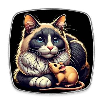 Katze und Maus in Freundschaft Frieden und Liebe - Viereckiger Kühlschrankmagnet - Weiß - Vorne