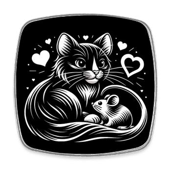 Katze und Maus in Freundschaft Frieden und Liebe - Viereckiger Kühlschrankmagnet - Weiß - Vorne