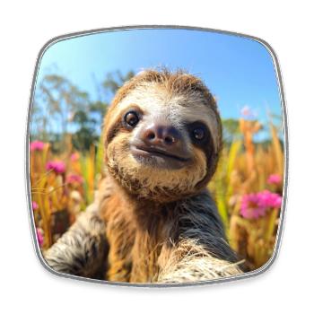 Sloth Influencer - Square fridge magnet - white - Front
