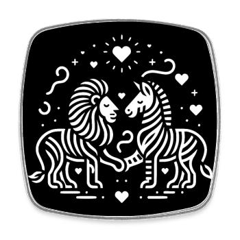 Leo et Zèbre Amour et amitié - Magnet carré - blanc - Devant