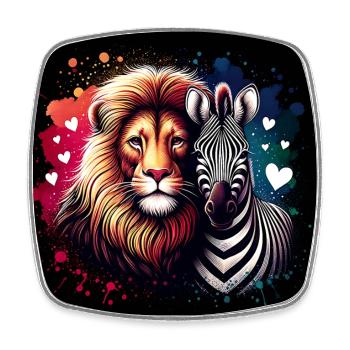 Leo et Zèbre Amour et amitié - Magnet carré - blanc - Devant
