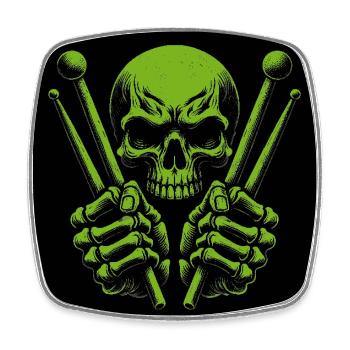 Skull und Drumsticks Loud Rock Vibes - Viereckiger Kühlschrankmagnet - Weiß - Vorne