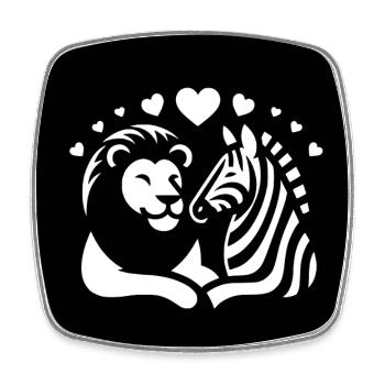 Leo et Zèbre Amour et amitié - Magnet carré - blanc - Devant