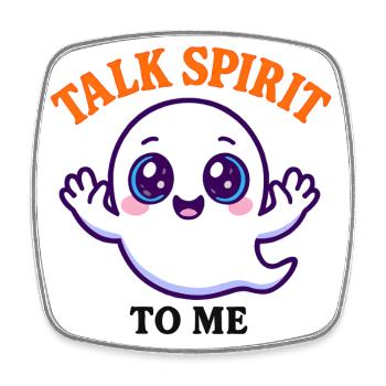 Kawaii Ghost with Blue Eyes Halloween - Square fridge magnet - white - Front