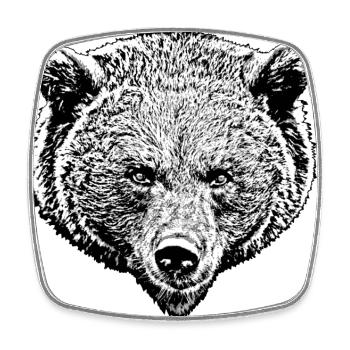 Grizzly schwarz weiß - Viereckiger Kühlschrankmagnet - Weiß - Vorne