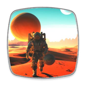 Mission Mars - Square fridge magnet - white - Front