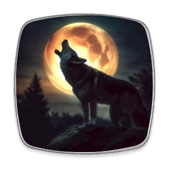 einsamer Wolf - Viereckiger Kühlschrankmagnet - Weiß - Vorne