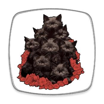 Black cats - Square fridge magnet - white - Front