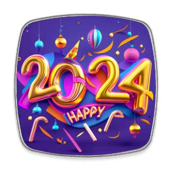 Happy New Year 2024 - Square fridge magnet - white - Front