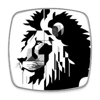 Geometric Lion - Square fridge magnet - white - Front