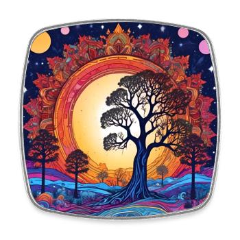 Arbre du monde germanique et viking Yggdrasil - Magnet carré - blanc - Devant