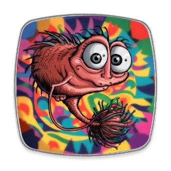 Little mystical funny creature - Square fridge magnet - white - Front