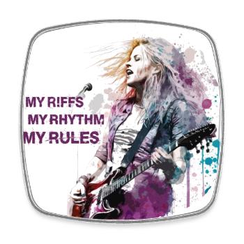 Girls rock music - Viereckiger Kühlschrankmagnet - Weiß - Vorne
