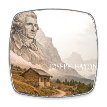 Joseph Haydn Berglandschaft Kunstwerk - Viereckiger Kühlschrankmagnet - Weiß - Vorne