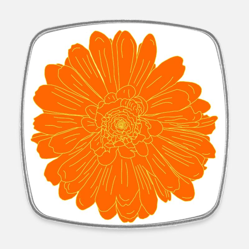 Flower Orange Classic - Square fridge magnet - white