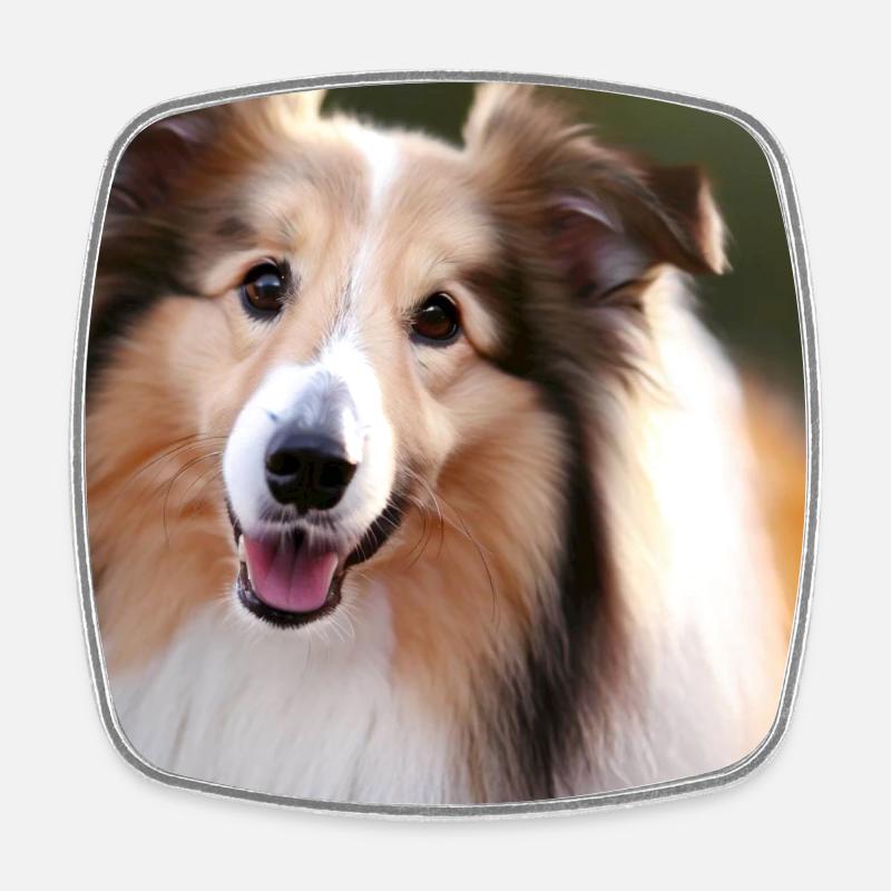 Cute Collie - Square fridge magnet - white