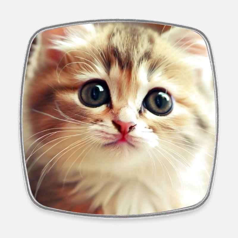 cute cat - Square fridge magnet - white