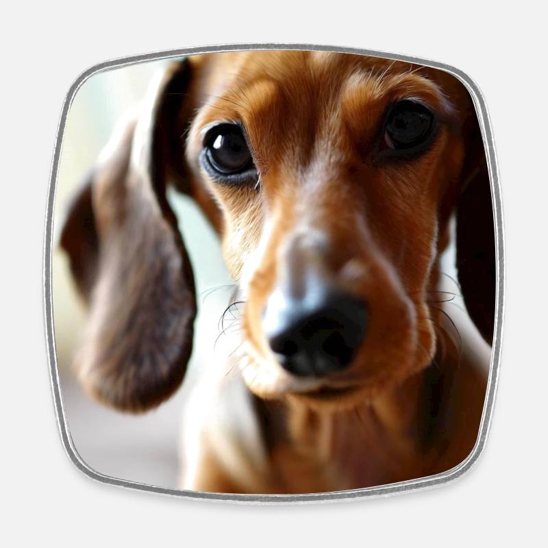 Teckel mignon - Magnet carré - blanc