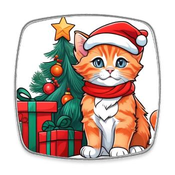 Cute cat baby with santa hat - Square fridge magnet - white - Front