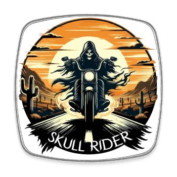 SKULL RIDER: DESERT ADVENTURE UNDER SUNSET - Square fridge magnet - white - Front