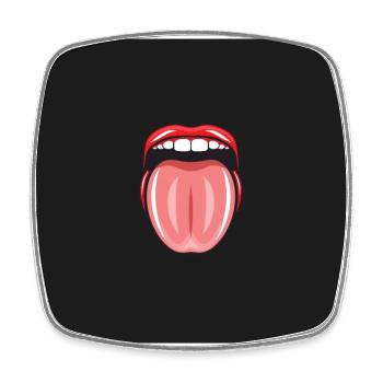 Mouth with tongue. - Square fridge magnet - white - Front