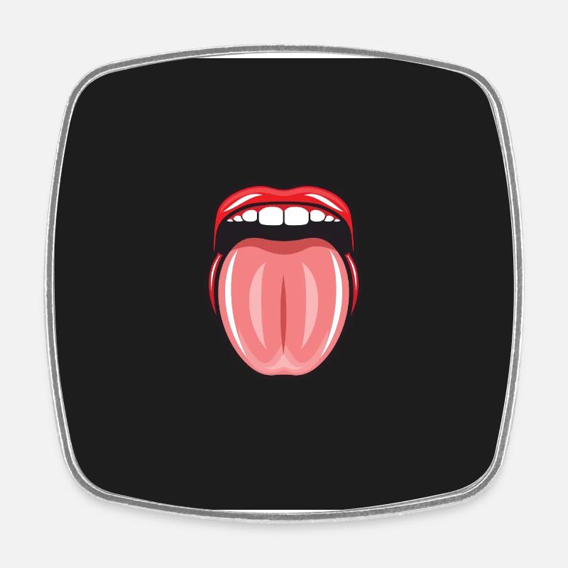 Bouche avec langue. - Magnet carré - blanc