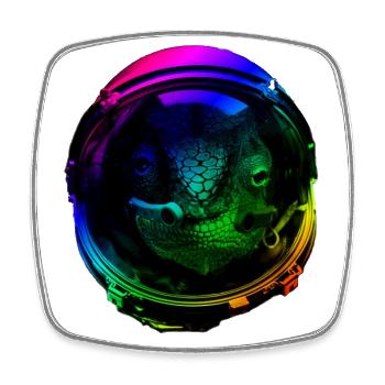 Astronaut Chameleon Reptile Keeper Outer Space - Square fridge magnet - white - Front