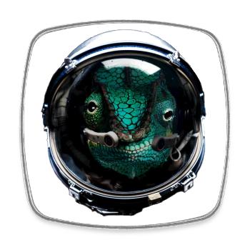 Astronaute Chameleon Reptile Keeper Dans l’espace - Magnet carré - blanc - Devant