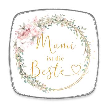 Mami ist die Beste! Floral, personalisierbar - Viereckiger Kühlschrankmagnet - Weiß - Vorne